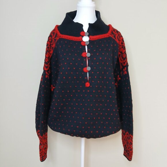 Dale Of Norway 100% Norwegian Wool Cowl Neck Pullover Sweater Size Large - Picture 1 of 10